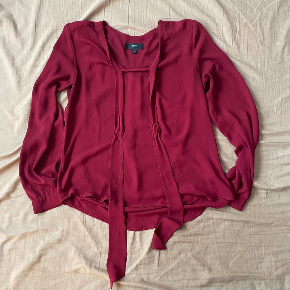 Beautiful deep red, sheer blouse